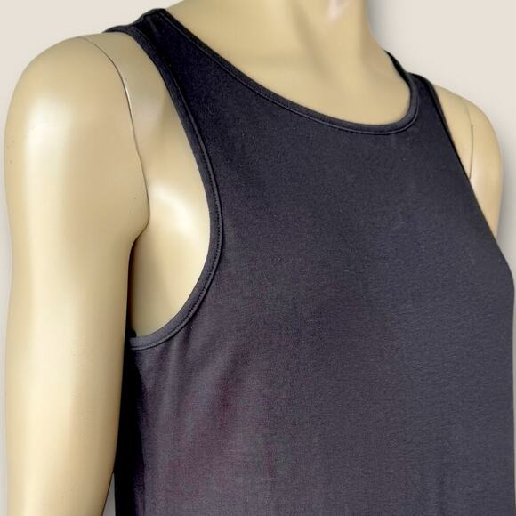 ASOS Sleeveless T Shirt Tank Midi Dress Modal Cotton Knit Size 12 Black Bodycon - Picture 6 of 12